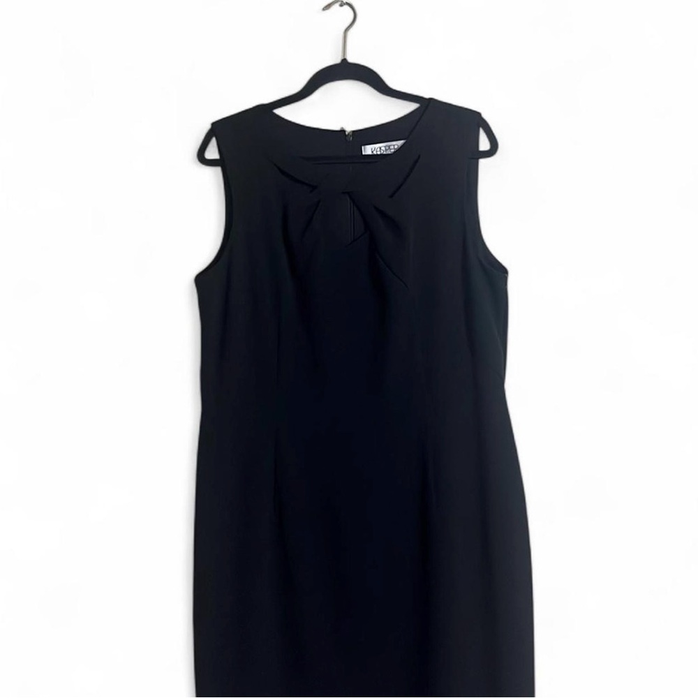 Kasper Dress Sz 14 Sheath Sleeveless Twist Front Detail Closet Staple Work Wear - Picture 3 of 8